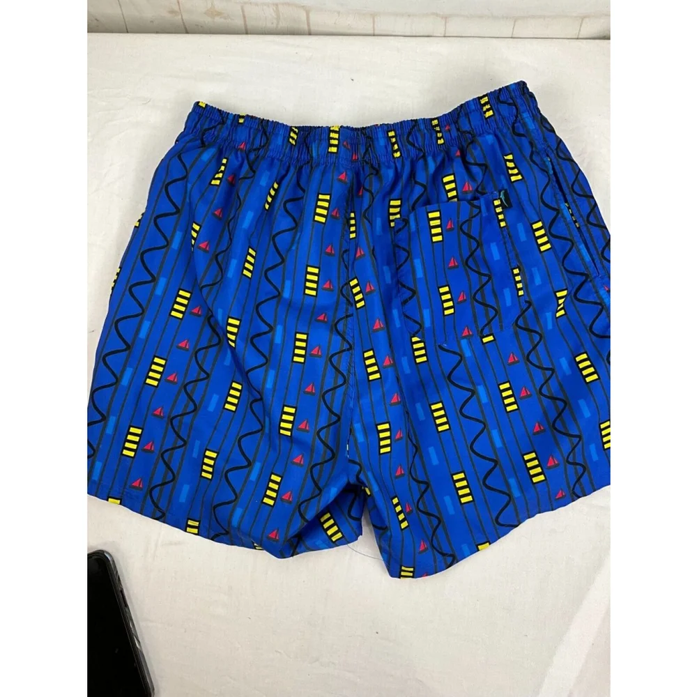 Men’s Dolfin Sailboat Print Swim Trunks Size XL Blue Elastic Waist Swimwear